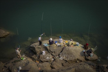 Câu cá tại hồ Hòa Bình